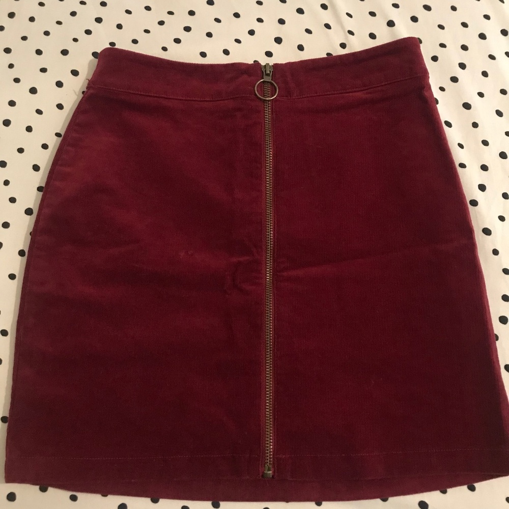 Forever 21 Burgundy Zip-Up Skirt